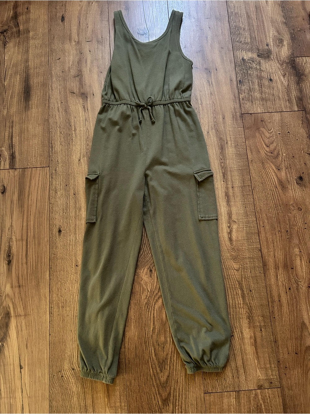Olive Green Utility Jumpsuit - Kids